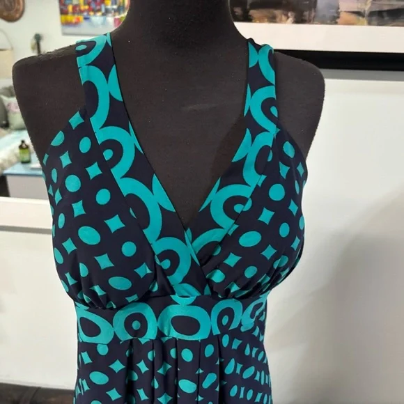 ❤️Valerie Bertinelli Teal and Black Patterned Maxi Dress-Sz 12 - Picture 4 of 4